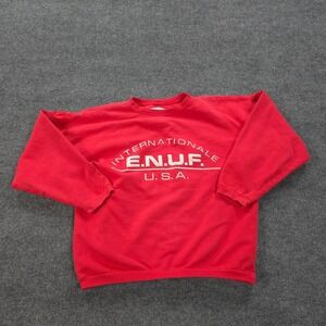 VINTAGE Enuf Sweatshirt Mens‎ Medium Red Spellout Graphic Crew Pullover 90s USA